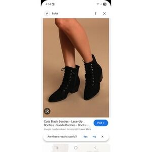 Lulus Montie Black Suede Lace-Up Pointed Toe Block Heel Ankle Booties Womens 6